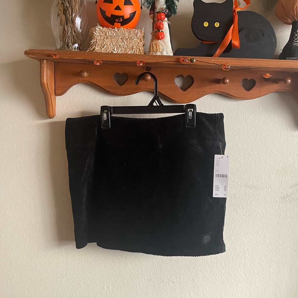 Black Corduroy Mini Skirt - Women's Classic Solid Skirt
